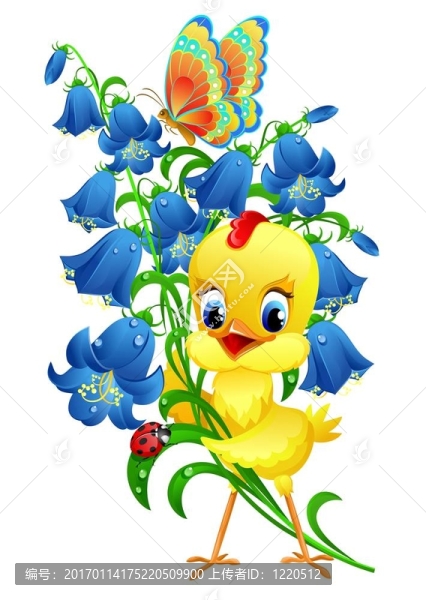 可愛(ài)的花的小雞