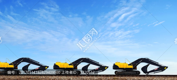 鐵軌上的挖土機(jī)。