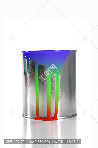 一個凌亂的彩色油漆桶