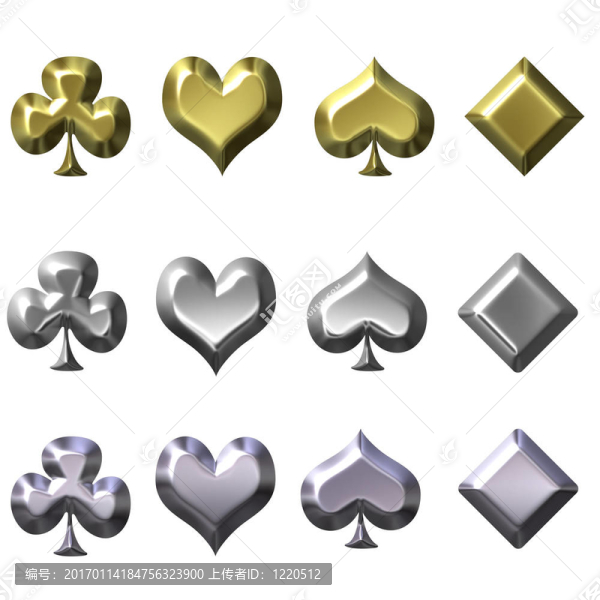 在黃金銀和鉻上玩紙牌