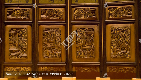花鳥人物祝壽圍屏,局部