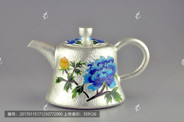 掐絲琺瑯純銀茶壺