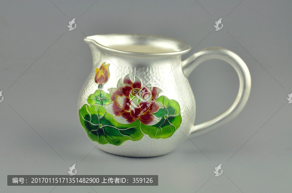 掐絲琺瑯純銀茶具