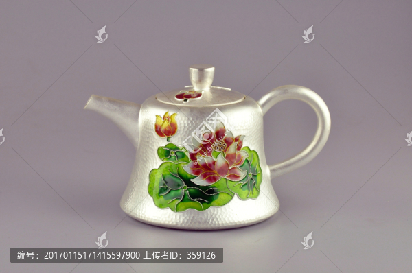 掐絲琺瑯純銀茶具