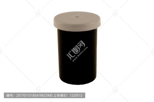 帶有灰色蓋子的黑色薄膜筒