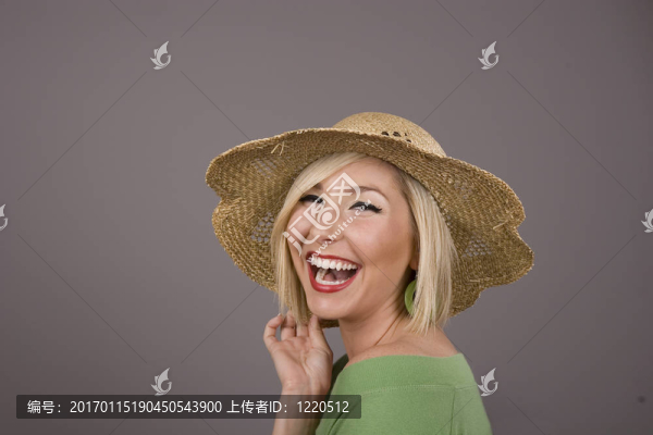 金發(fā)美女Straw,Hat,Laughng