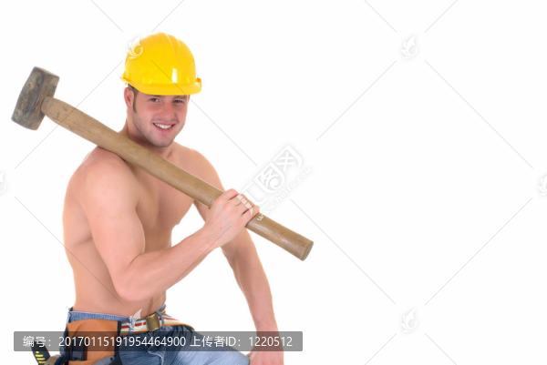 男子氣概的建筑工人