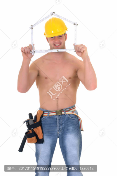 男子氣概的建筑工人
