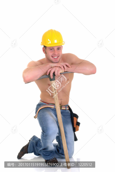 男子氣概的建筑工人