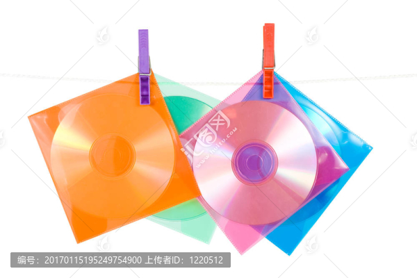 多彩色信封中的光盤