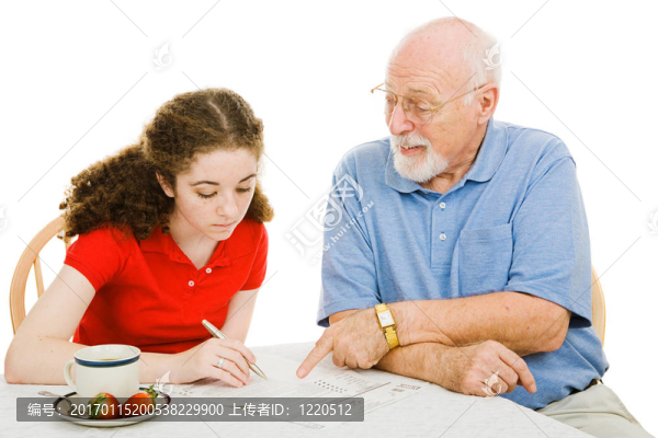 爺爺幫助青少年