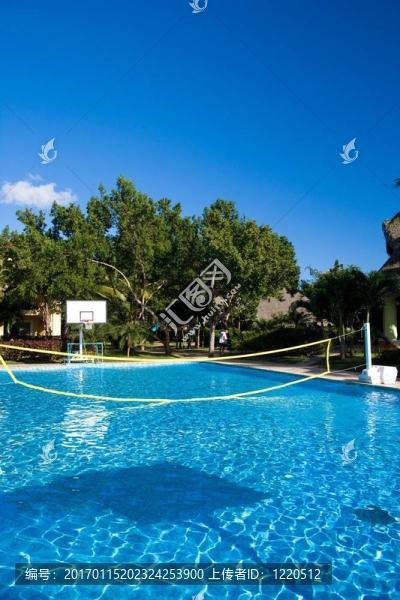 一個擁擠的游泳池