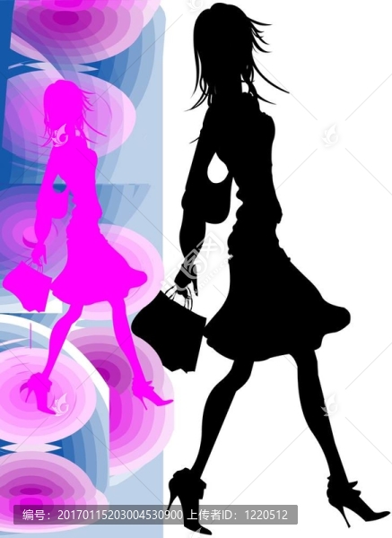 購(gòu)物女孩剪影