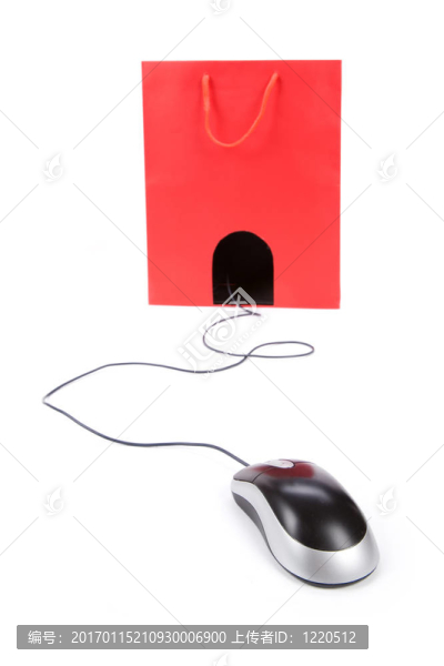 購物袋和電腦鼠標