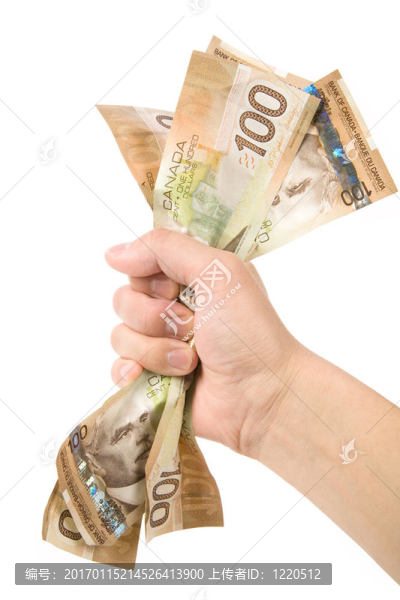 一只裝滿加元的手