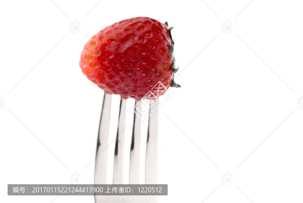 Strawberry的叉子上的白色