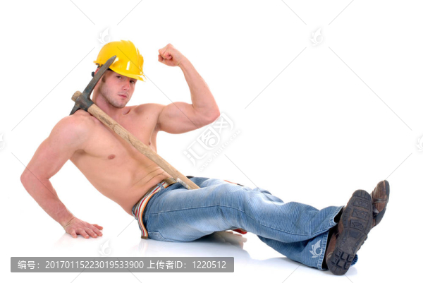 男子氣概的建筑工人