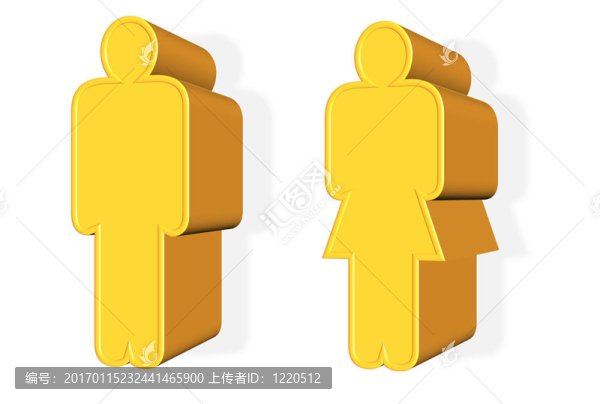 3D金色人類符號