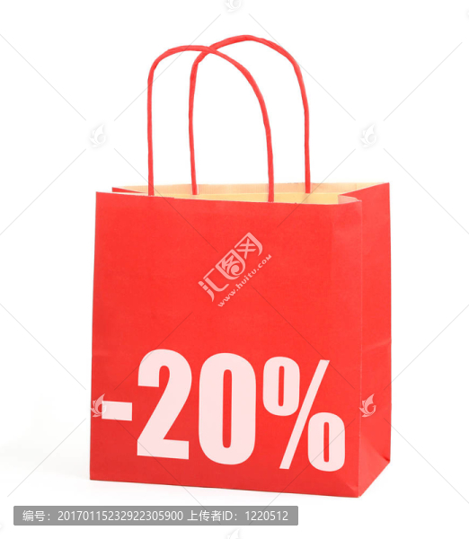帶20%號標志的購物袋