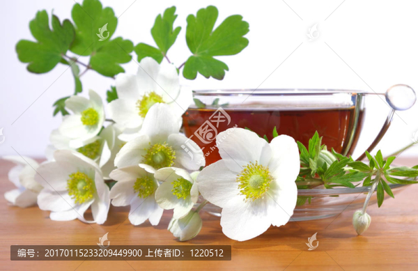 花和一杯茶
