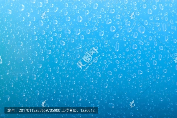 梯度藍色背景下的水滴