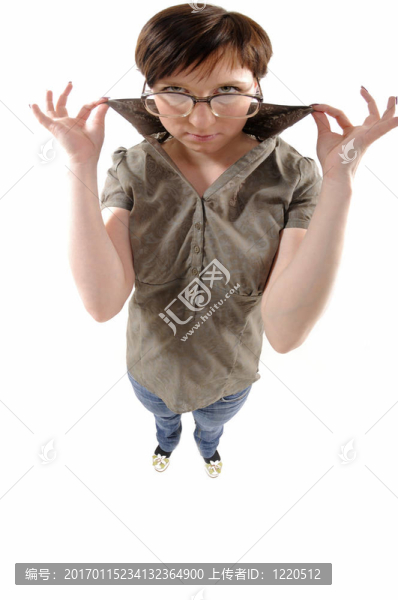 女人在眼鏡魚眼肖像