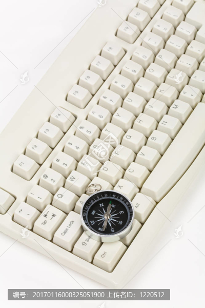 電腦鍵盤和指南針