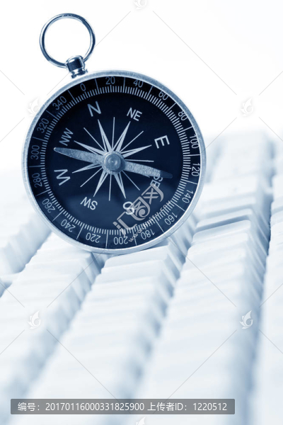 電腦鍵盤和指南針