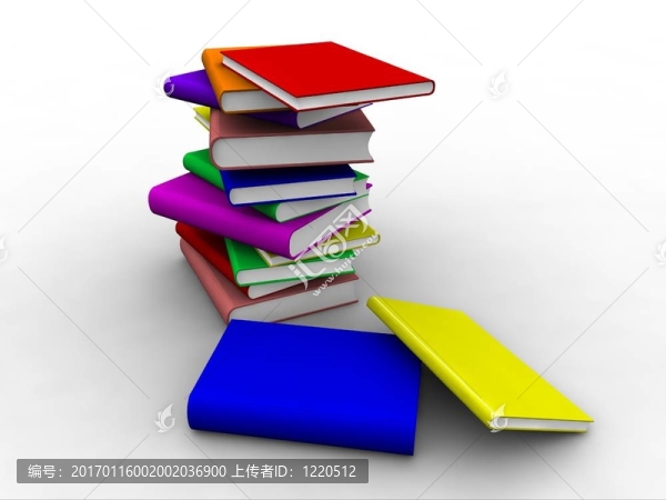 三維堆疊頂部的書籍