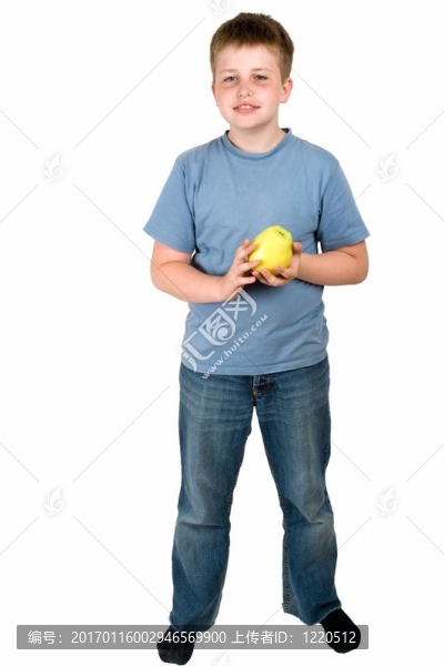小男孩和一個蘋果