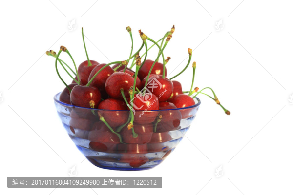 藍色花瓶里的櫻桃