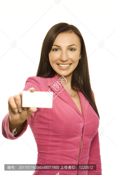 粉紅衣服的女商人