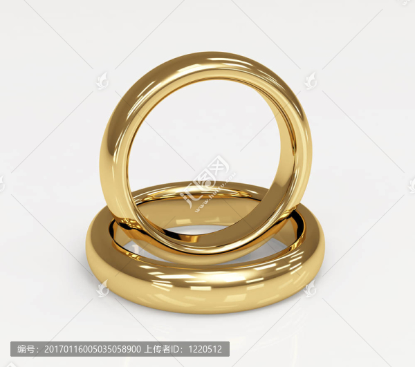 兩個3D黃金結(jié)婚戒指