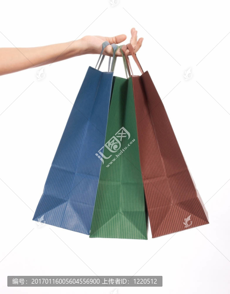 三色的購物袋