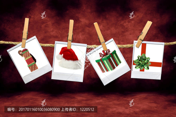 假日圣誕圖像：圣誕老人帽；禮物和孩子