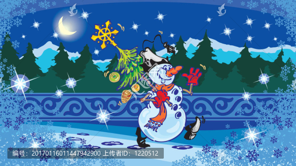 雪人和圣誕樹
