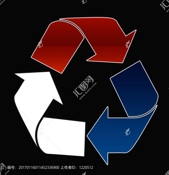 紅色白色和藍(lán)色回收