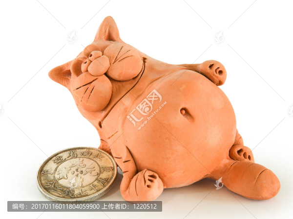 帶硬幣的粘土脂肪貓