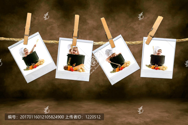 廚師嬰兒偏光膜掛在黑暗的房間里