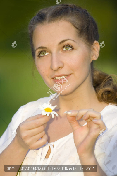 女人與洋甘菊