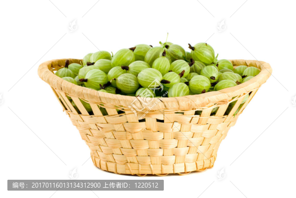 柳條籃子裝滿綠色的獼猴桃