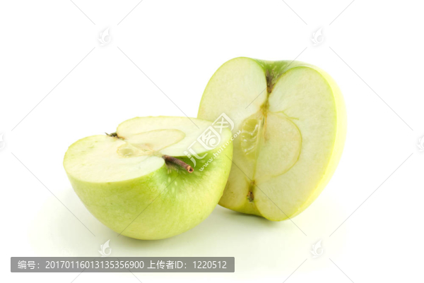 兩個(gè)綠蘋果的兩半