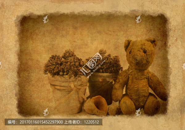 垃圾背景復(fù)古玩具熊