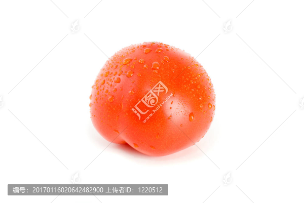 一個(gè)有水滴的單熟西紅柿