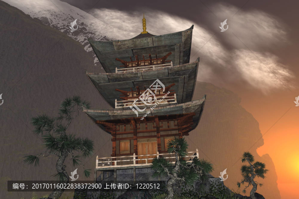 山上的佛教寺廟