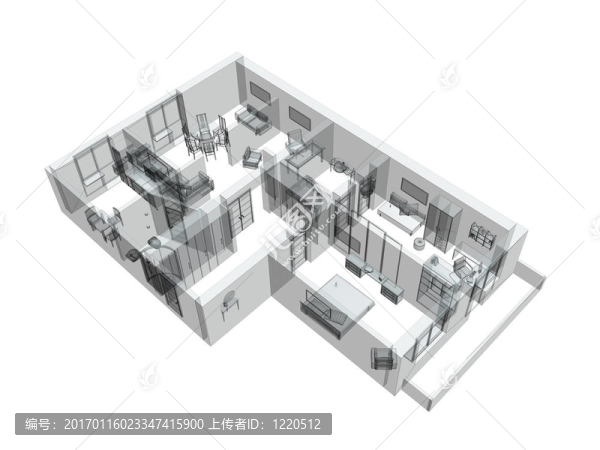 一四居室公寓3D草圖