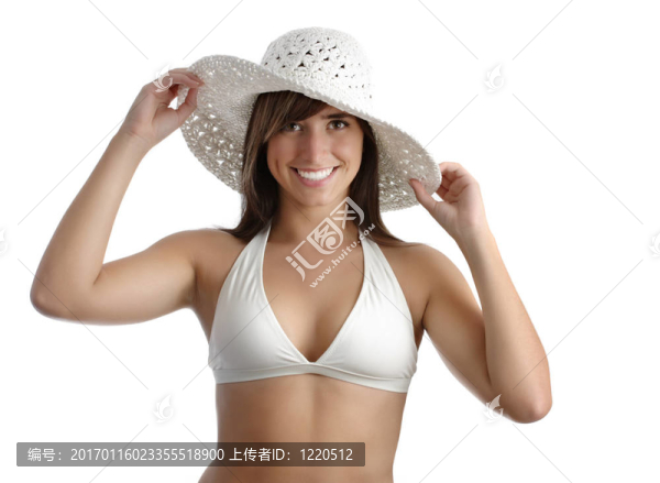 年輕的女人穿著比基尼