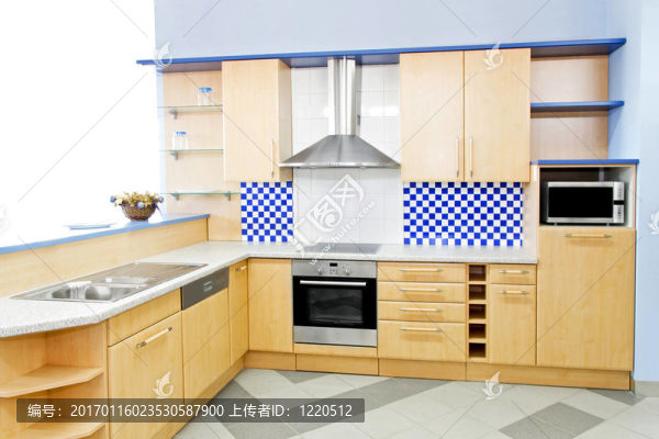 藍色的廚房水平