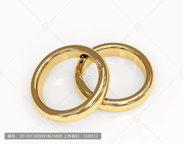 兩個3D黃金結(jié)婚戒指