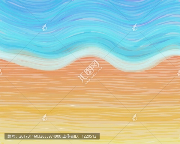 水彩畫的海灘